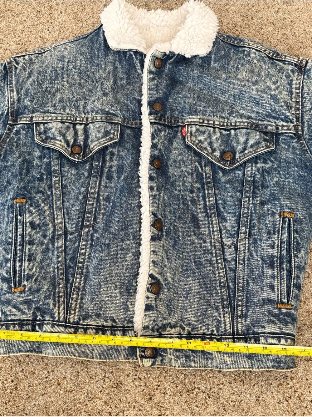 Vintage Levi’s Men's Blue Sherpa-Lined Denim Jacket Made in USA size L - Picture 12 of 13